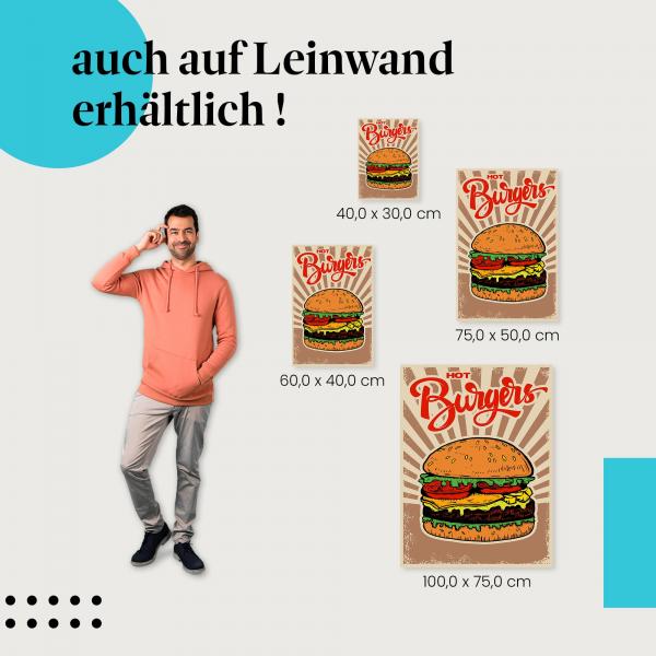 Leinwandbild "Saftige Burger": Appetitlicher Burgergenuss für deine Wand