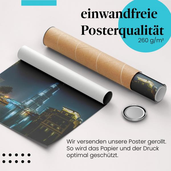 Gerolltes Poster "Burj Khalifa Dubai" - Moderne Architektur, sicher verpackt.