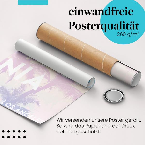 Gerolltes Poster "California Dreaming". Sonniges Design, sicher verpackt.