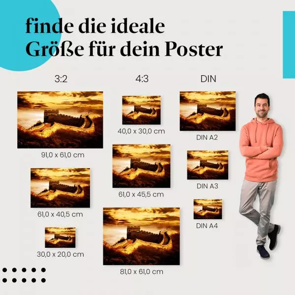 Goldenes Licht: Chinesische Mauer im Abendrot | Postereck 0034 Goldenes Licht: Chinesische Mauer im Abendrot | Postereck 0034