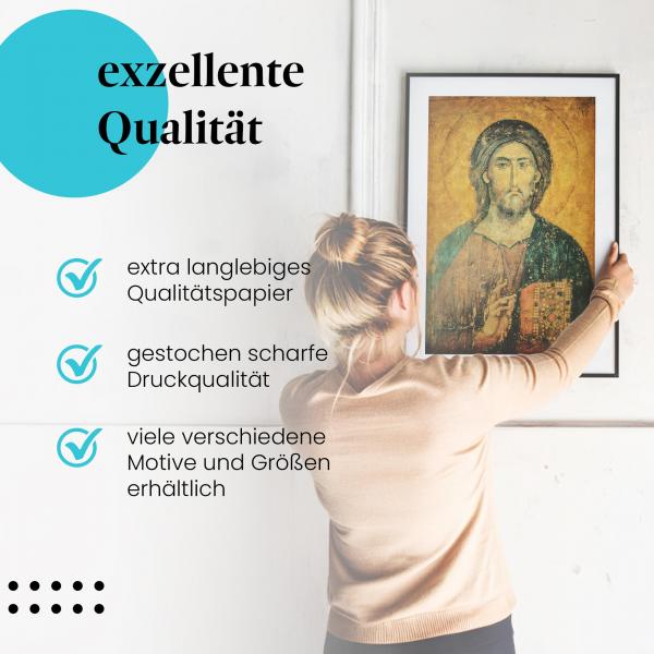Gerahmtes Wandbild "Christus Pantokrator, Ikone". Hochwertiger Druck, verschiedene Größen erhältlich.