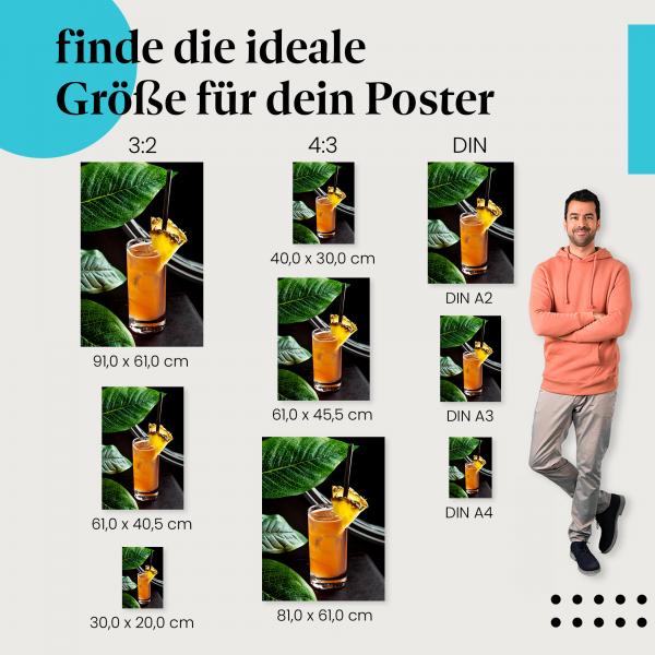 Cocktail, Poster: Ananas, Strohhalm, tropisch.