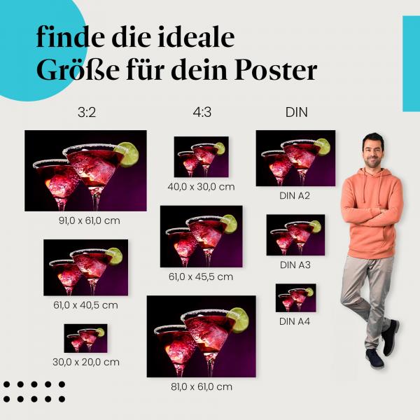 "Zwei rote Cocktails mit Limette": Poster - Getränke, Alkohol & Bar
