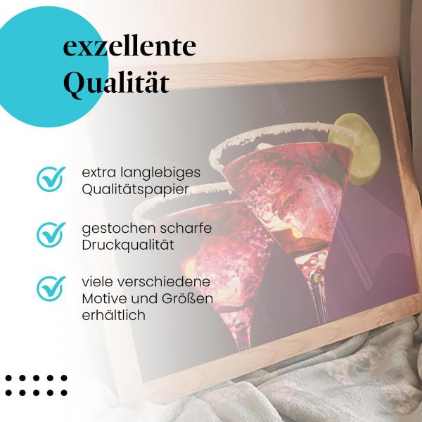"Rote Cocktails": Gerahmtes Wandbild - Limette, versch. Größen erhältlich.