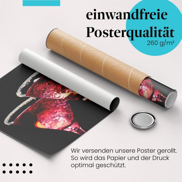 Gerolltes Poster "Cocktails", rot, Limette, zwei.