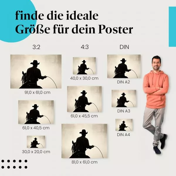 Cowboy-Silhouette: Lasso & Sonnenuntergang | Postereck 0235 Cowboy-Silhouette: Lasso & Sonnenuntergang | Postereck 0235