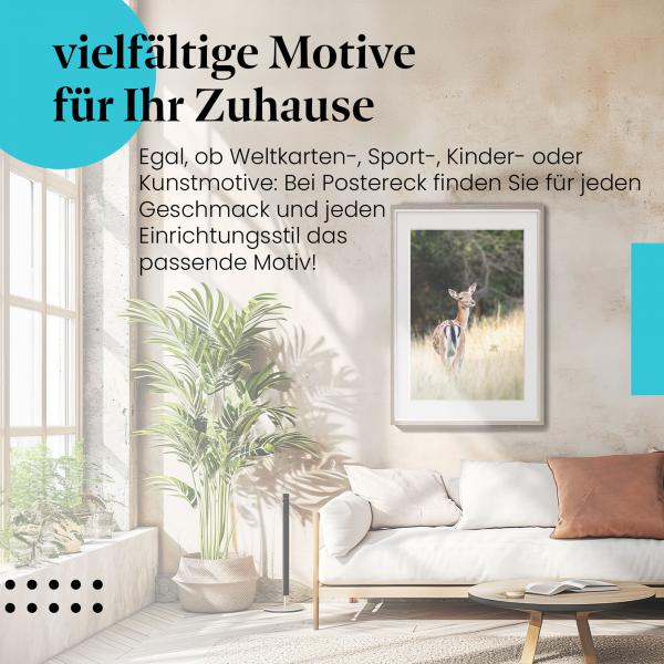 Leinwandbild "Damhirschkuh": Gras, geflecktes Fell - ein Hingucker!
