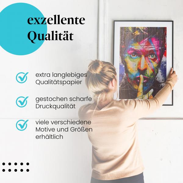 Gerahmtes Bild "David Bowie". Pop Art Porträt, Musik-Ikone.