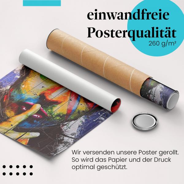 Gerolltes Poster "David Bowie". Künstlerisches Porträt, sicher verpackt.