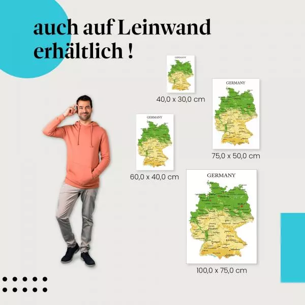 Deutschlandkarte: Städte & Bundesländer | Postereck 1189 Deutschlandkarte: Städte & Bundesländer | Postereck 1189