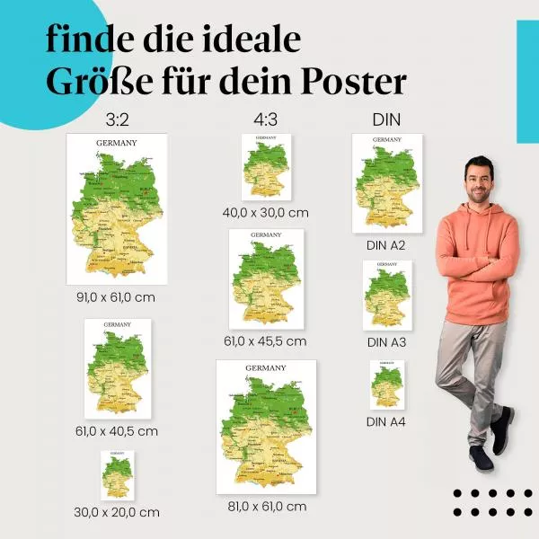 Deutschlandkarte: Städte & Bundesländer | Postereck 1189 Deutschlandkarte: Städte & Bundesländer | Postereck 1189
