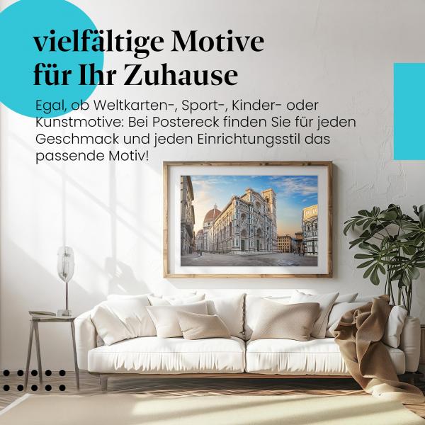 Leinwandbild "Dom Florenz": Sonnenaufgang, Marmorfassade - beeindruckend!