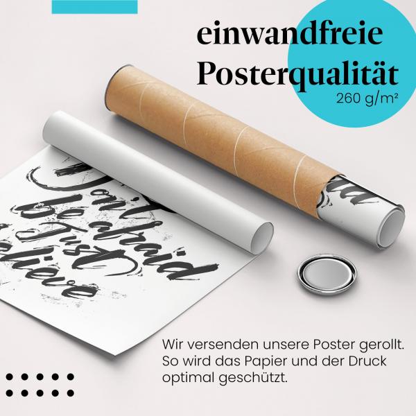 Gerolltes Poster "Don't be afraid". Motivation & Glaube, sicher verpackt.