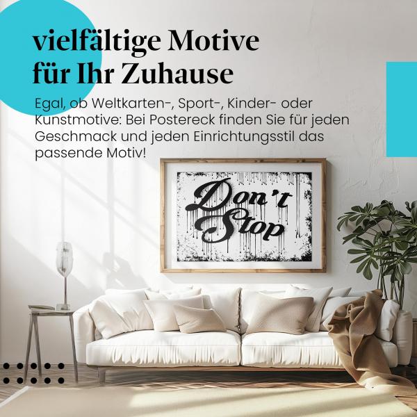 Stylisches Leinwandbild mit inspirierendem Schriftzug: "Don't Stop". Ideal für alle, die niemals aufgeben!