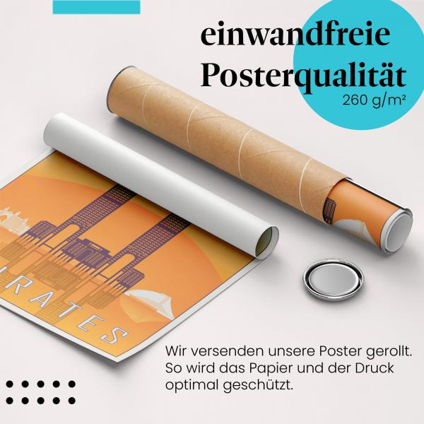 "Dubai": Gerolltes Poster, Reiseposter, Wolkenkratzer.