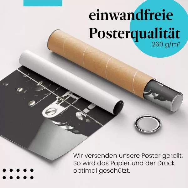 E-Gitarren-Brücke: Saiten in Schwarzweiß | Postereck 0083 E-Gitarren-Brücke: Saiten in Schwarzweiß | Postereck 0083