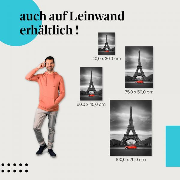 "Oldtimer am Eiffelturm" Leinwand. Ideale Größe für dein Zuhause - setze stilvolle Akzente!
