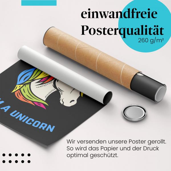 "Einhorn": Gerolltes Poster, lustiger Spruch, "Vertrau mir".