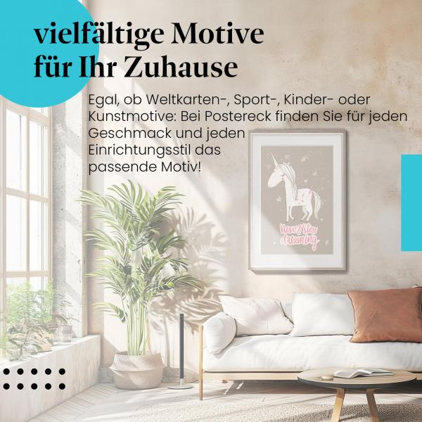 Leinwandbild "Einhorn": "Never stop dreaming" - Inspiration & Träume!