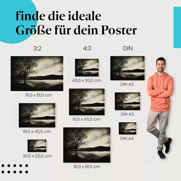  Einsamer Baum im See: Melancholie & Ruhe | Postereck 0427