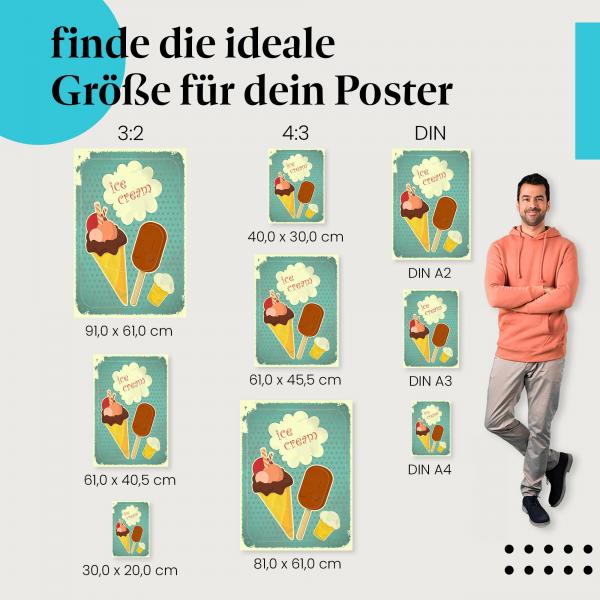 Sommerliche Erfrischung: Eis Poster "Sommergenuss" im Retro-Stil
