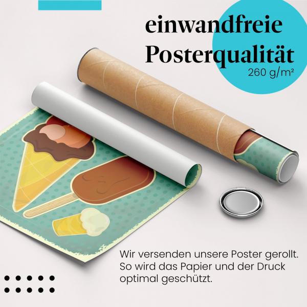 Gerolltes Poster "Eiscreme", Sommergenuss.