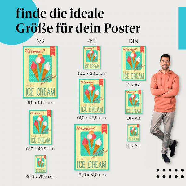 Sommerlicher Genuss: Eis Poster "Erfrischende Eiscreme" im Retro-Stil