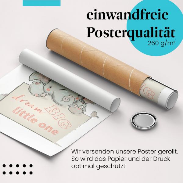 Gerolltes Poster "Traum groß". Kinder & Inspiration, sicher verpackt.