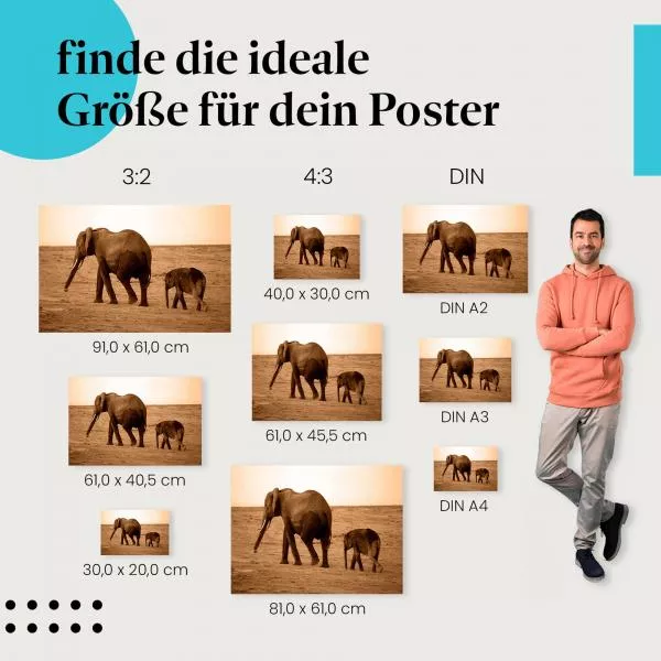 Elefantenmutter und Kalb | Postereck 3079 Elefantenmutter und Kalb | Postereck 3079