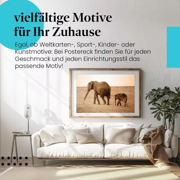 Elefantenmutter und Kalb | Postereck 3079 Elefantenmutter und Kalb | Postereck 3079