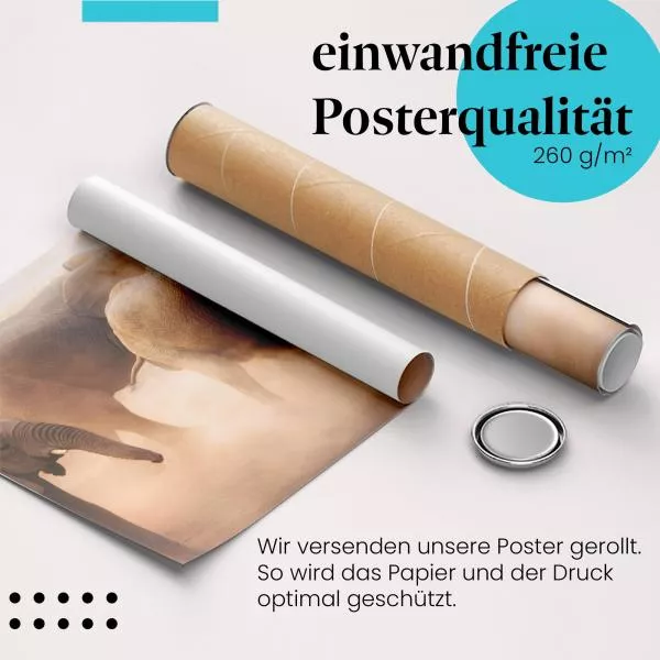 Elefantenherde: Staubige Savanne | Postereck 0225 Elefantenherde: Staubige Savanne | Postereck 0225