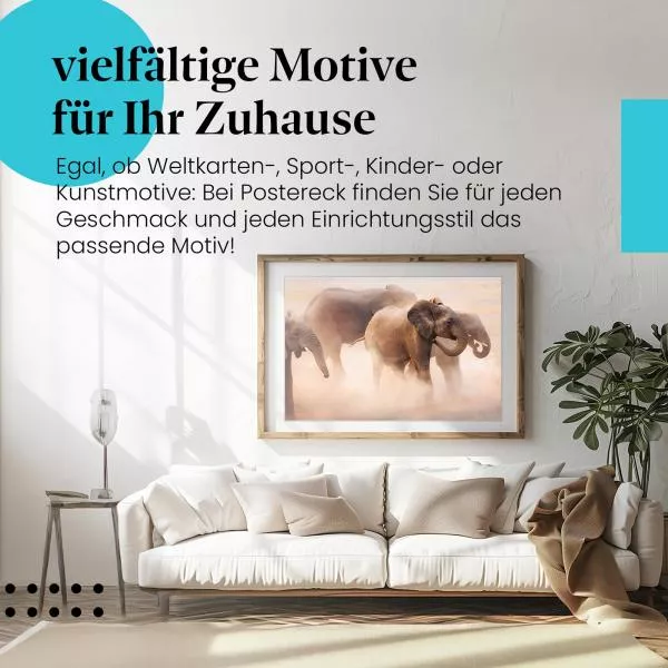 Elefantenherde: Staubige Savanne | Postereck 0225 Elefantenherde: Staubige Savanne | Postereck 0225