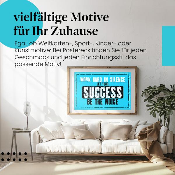Stylisches Leinwandbild: Erfolg Motivation Spruch.