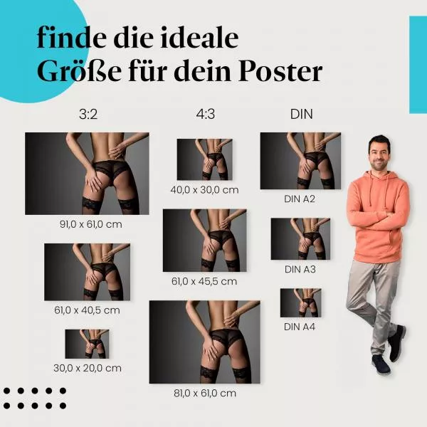 Rückansicht einer junge Frau in Dessous | Postereck 0439 Rückansicht einer junge Frau in Dessous | Postereck 0439