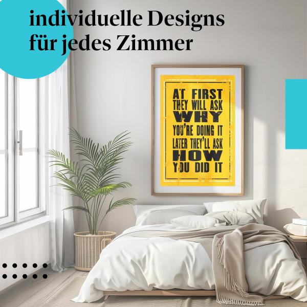 Motivationsposter: "Erst fragen sie..." - Zitat & Durchhaltevermögen