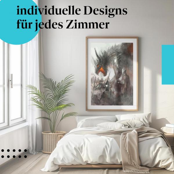 Schlafzimmer Deko: "Fantasy Schlacht" Poster. Wanddeko für Fantasy-Fans.