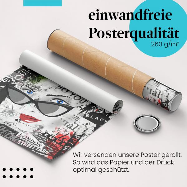 Gerolltes Poster "London Fashion". Fashion Week Feeling, sicher verpackt.