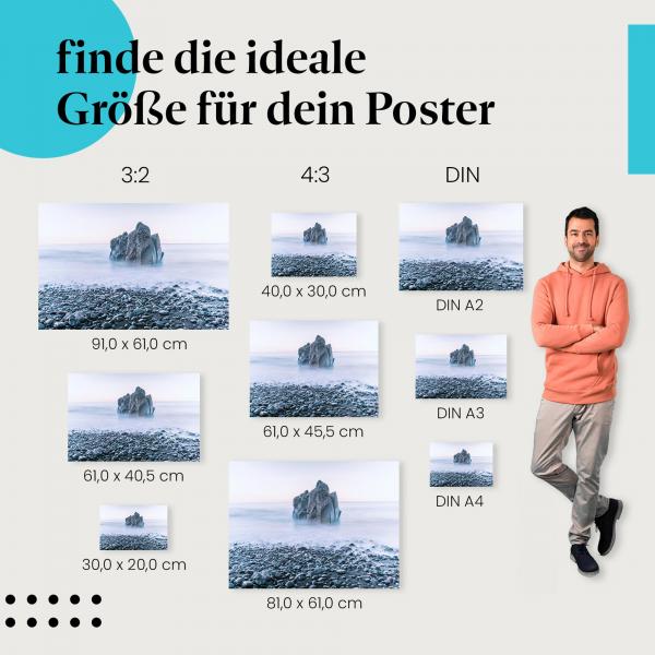 Felsen, Poster: Nebel, Küste, Langzeitbelichtung.