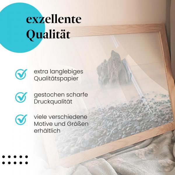 Gerahmtes Bild "Felsen & Meer" - Nebel, Langzeitbelichtung, mystisch.