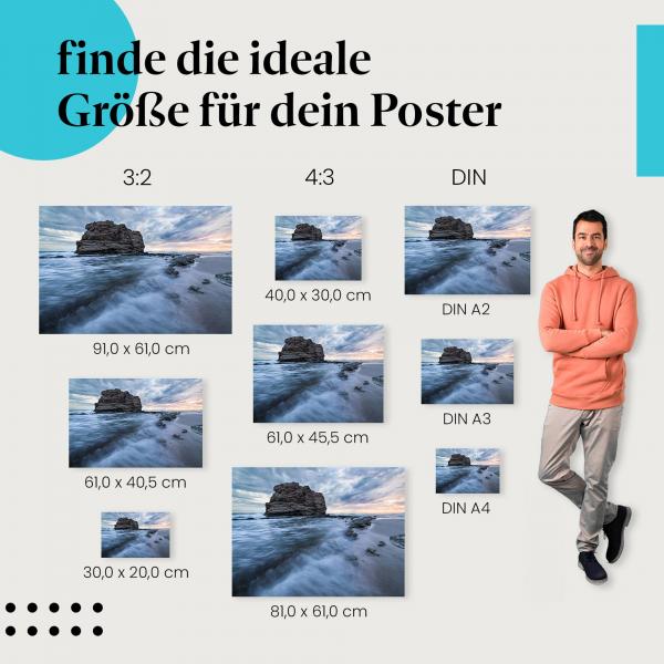 Felsen, Poster: Meer, Wellen, dramatisch.