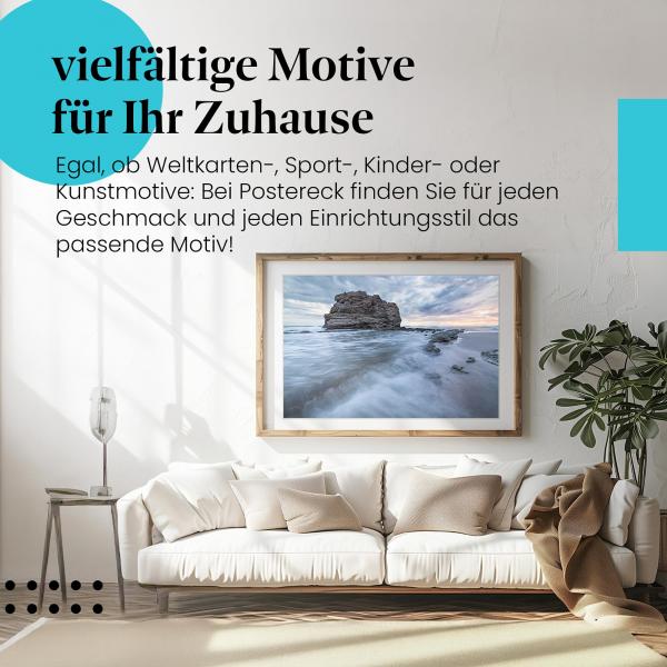Leinwandbild "Fels im Meer": Sturm, Wellen, dramatische Wolken - mystische Stimmung.