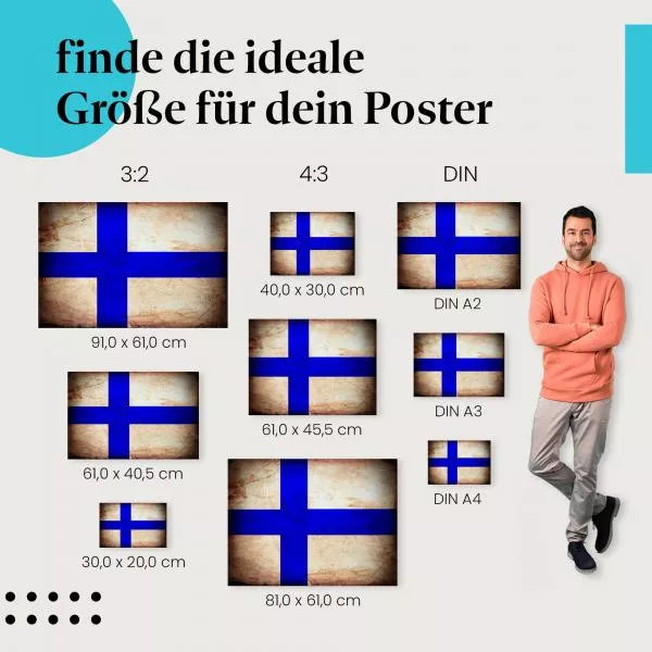 Finnland: Vintage Flagge im Used-Look | Postereck 0286 Finnland: Vintage Flagge im Used-Look | Postereck 0286