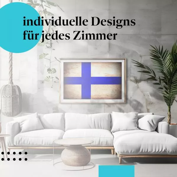 Finnland: Vintage Flagge im Used-Look | Postereck 0286 Finnland: Vintage Flagge im Used-Look | Postereck 0286