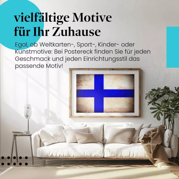Finnland: Vintage Flagge im Used-Look | Postereck 0286 Finnland: Vintage Flagge im Used-Look | Postereck 0286