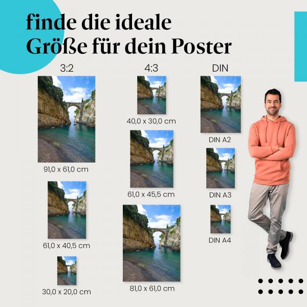 "Malerische Bucht": Poster mit Fjord von Furore - Türkisblaues Wasser & Felswände