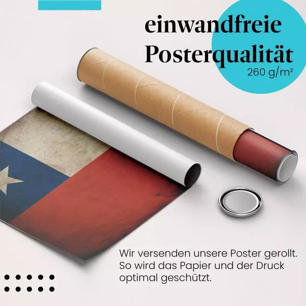 Chile: Vintage Flagge, Stern & Anden | Postereck 0359 Chile: Vintage Flagge, Stern & Anden | Postereck 0359