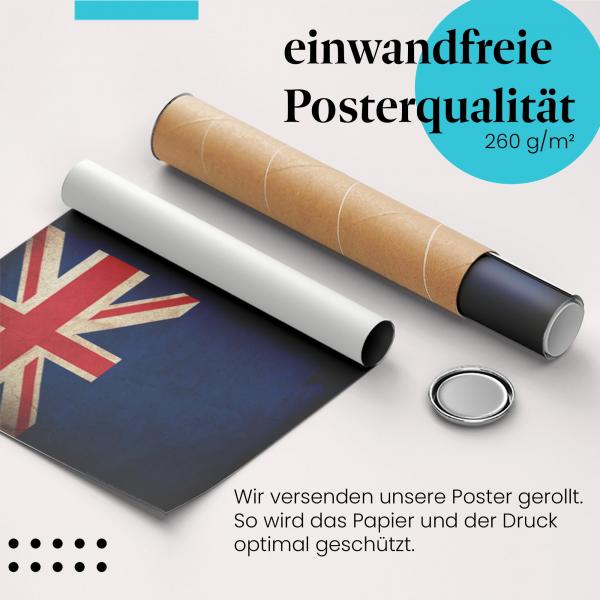 Gerolltes Poster "Cookinseln Flagge", Vintage, Grunge.