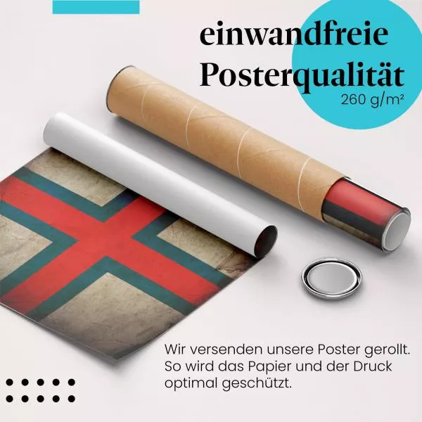 Färöer Inseln: Vintage Flagge & Widderkopf | Postereck 0355 Färöer Inseln: Vintage Flagge & Widderkopf | Postereck 0355