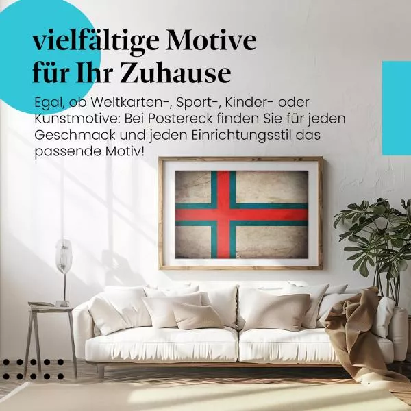Färöer Inseln: Vintage Flagge & Widderkopf | Postereck 0355 Färöer Inseln: Vintage Flagge & Widderkopf | Postereck 0355
