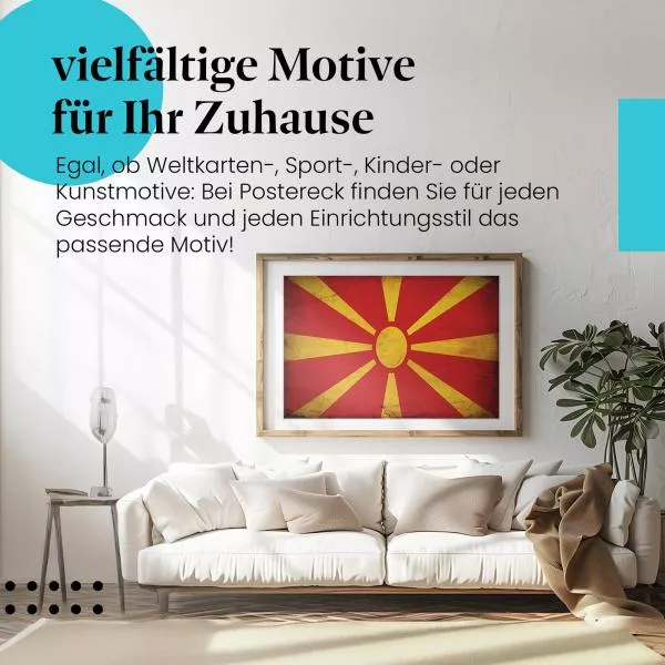Mazedonien: Vintage Flagge im Retro-Design | Postereck 0328 Mazedonien: Vintage Flagge im Retro-Design | Postereck 0328